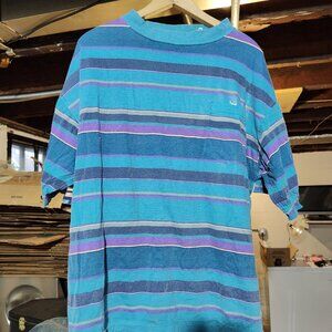 Vintage 90's Impact Mens Large Polyester Cotton Striped Tee